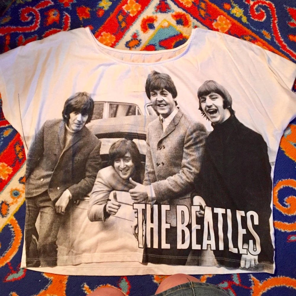 The Beatles Band Tshirt Crop Top